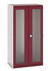 40021071.** Cubio cupboard with window doors. WxDxH: 1050x650x2000mm. RAL 7035/5010 or selected